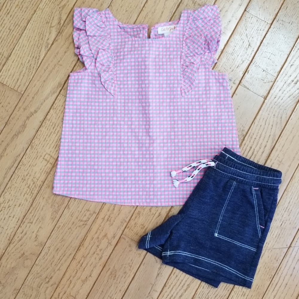 Toddler Girl Ruffle Cap Sleeve Outfit